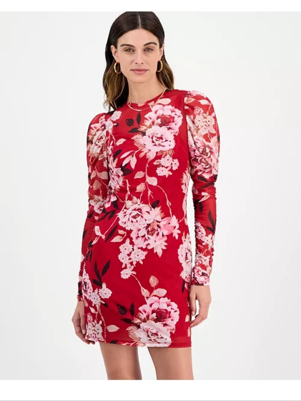 Fourteenth Place Los Angeles XXS Pink Floral Sheer Long Sleeve Mini Dress $99